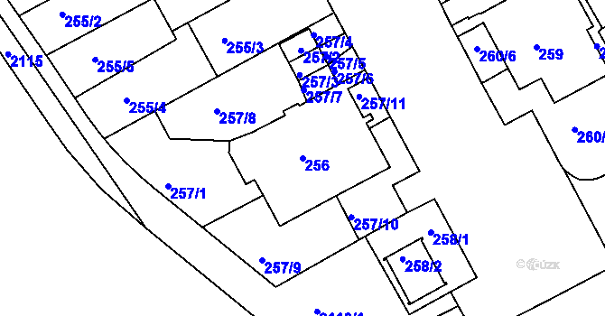 Parcela st. 256 v KÚ Košíře, Katastrální mapa