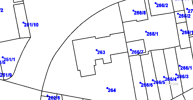 Parcela st. 263 v KÚ Košíře, Katastrální mapa