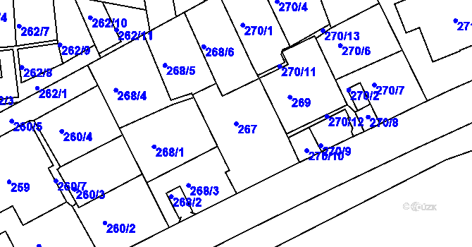 Parcela st. 267 v KÚ Košíře, Katastrální mapa