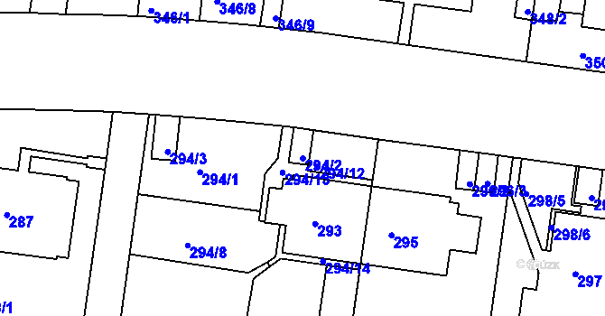 Parcela st. 294/2 v KÚ Košíře, Katastrální mapa
