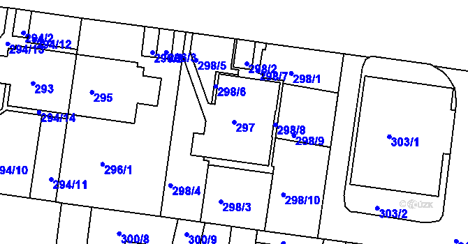 Parcela st. 297 v KÚ Košíře, Katastrální mapa