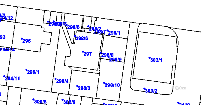 Parcela st. 298/8 v KÚ Košíře, Katastrální mapa