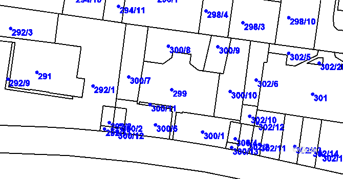 Parcela st. 299 v KÚ Košíře, Katastrální mapa