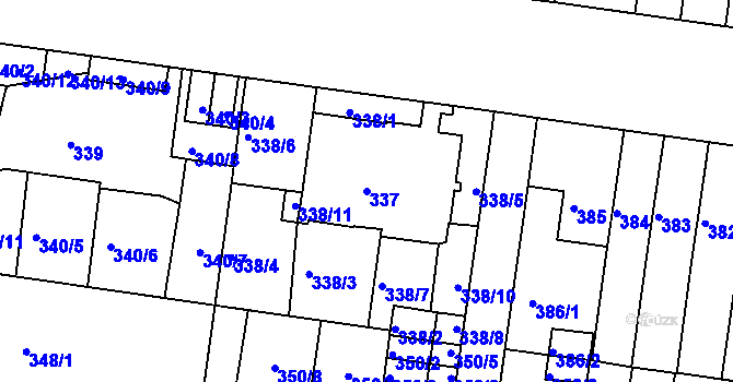 Parcela st. 337 v KÚ Košíře, Katastrální mapa