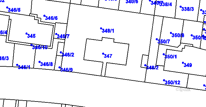 Parcela st. 347 v KÚ Košíře, Katastrální mapa