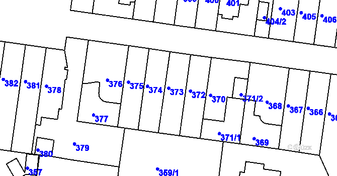 Parcela st. 373 v KÚ Košíře, Katastrální mapa