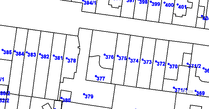Parcela st. 376 v KÚ Košíře, Katastrální mapa