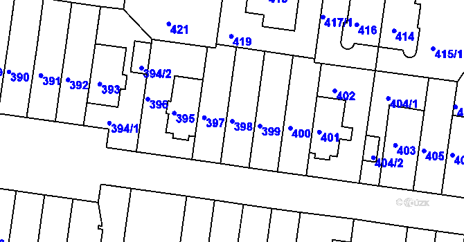 Parcela st. 398 v KÚ Košíře, Katastrální mapa