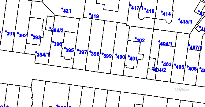 Parcela st. 399 v KÚ Košíře, Katastrální mapa