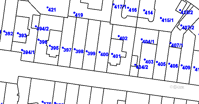 Parcela st. 400 v KÚ Košíře, Katastrální mapa