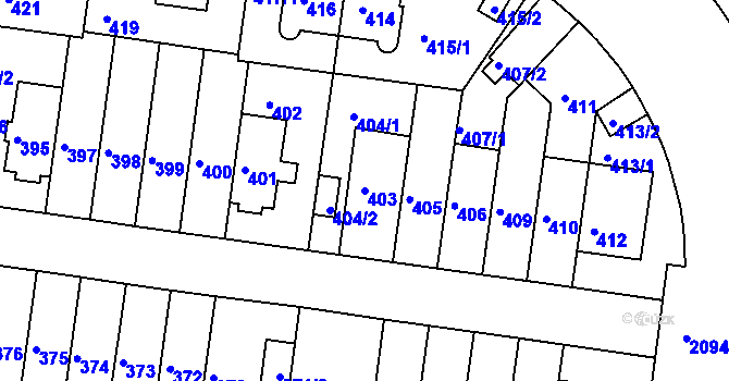Parcela st. 403 v KÚ Košíře, Katastrální mapa