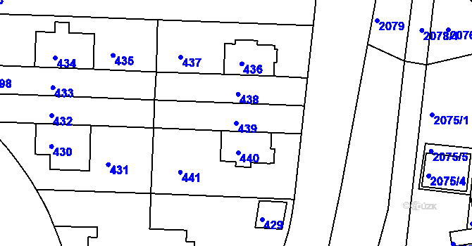 Parcela st. 439 v KÚ Košíře, Katastrální mapa