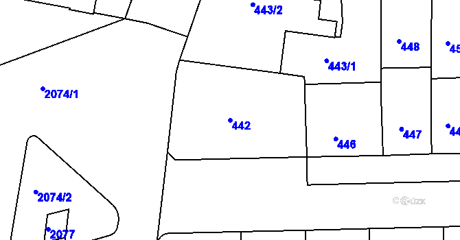 Parcela st. 442 v KÚ Košíře, Katastrální mapa