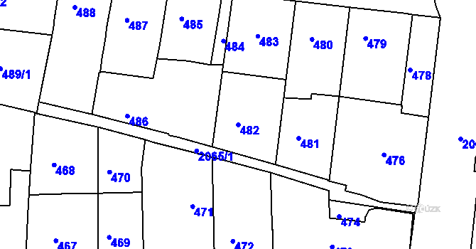 Parcela st. 482 v KÚ Košíře, Katastrální mapa
