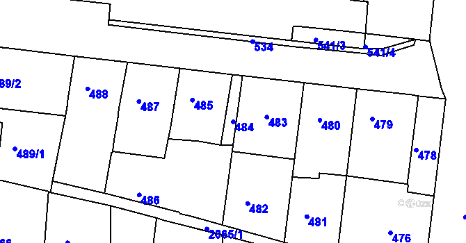 Parcela st. 484 v KÚ Košíře, Katastrální mapa