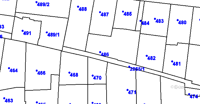Parcela st. 486 v KÚ Košíře, Katastrální mapa