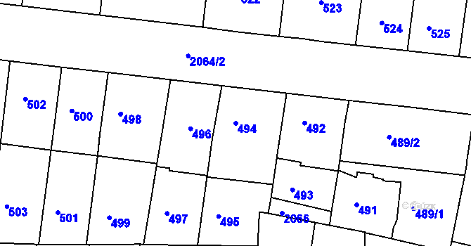 Parcela st. 494 v KÚ Košíře, Katastrální mapa