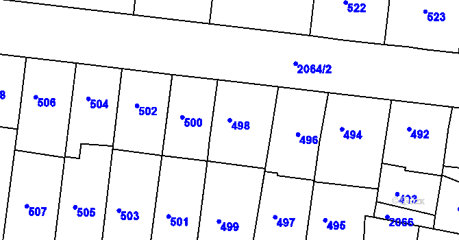 Parcela st. 498 v KÚ Košíře, Katastrální mapa