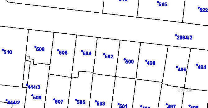 Parcela st. 502 v KÚ Košíře, Katastrální mapa