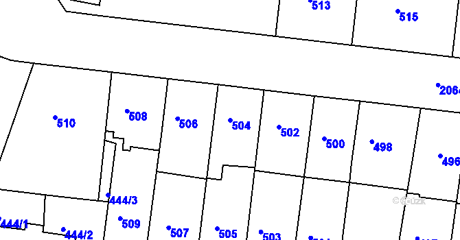 Parcela st. 504 v KÚ Košíře, Katastrální mapa