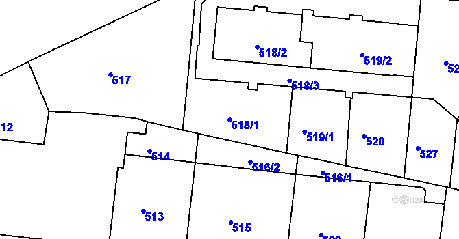 Parcela st. 518/1 v KÚ Košíře, Katastrální mapa