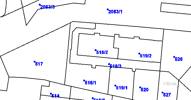 Parcela st. 518/2 v KÚ Košíře, Katastrální mapa
