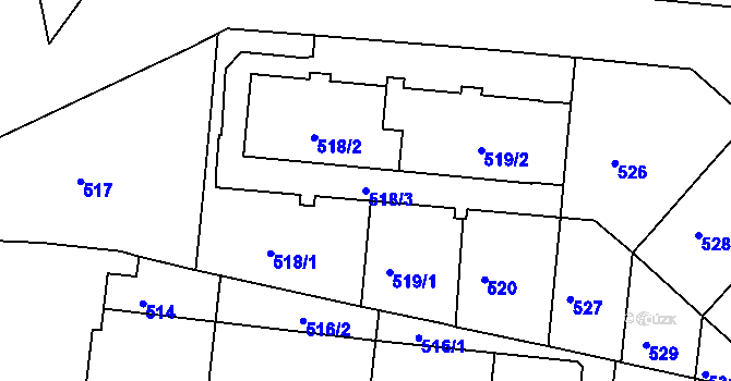 Parcela st. 518/3 v KÚ Košíře, Katastrální mapa