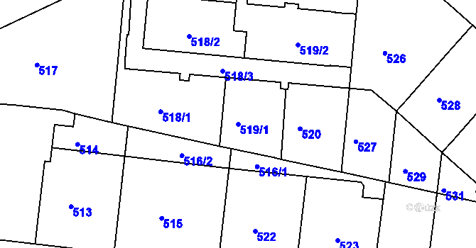 Parcela st. 519/1 v KÚ Košíře, Katastrální mapa