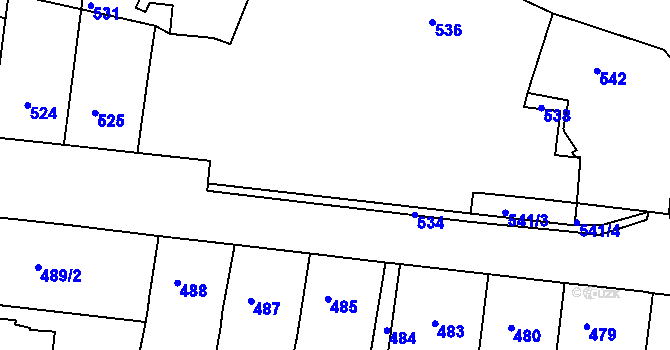 Parcela st. 534 v KÚ Košíře, Katastrální mapa