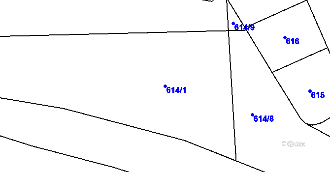 Parcela st. 614/1 v KÚ Košíře, Katastrální mapa