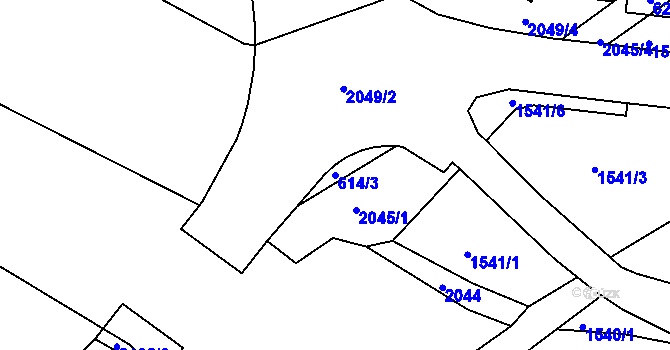 Parcela st. 614/3 v KÚ Košíře, Katastrální mapa