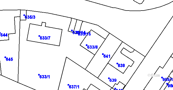 Parcela st. 633/8 v KÚ Košíře, Katastrální mapa