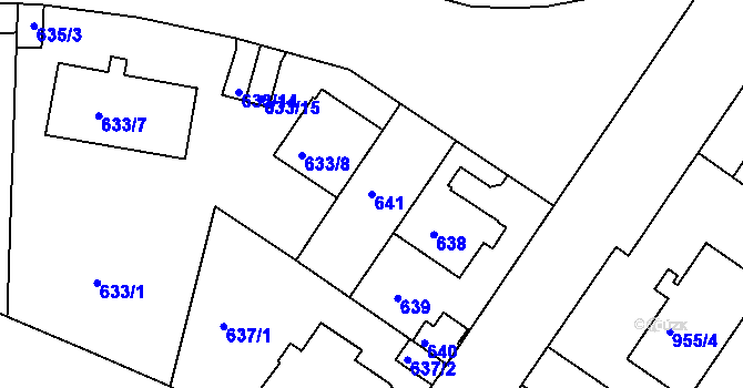 Parcela st. 641 v KÚ Košíře, Katastrální mapa