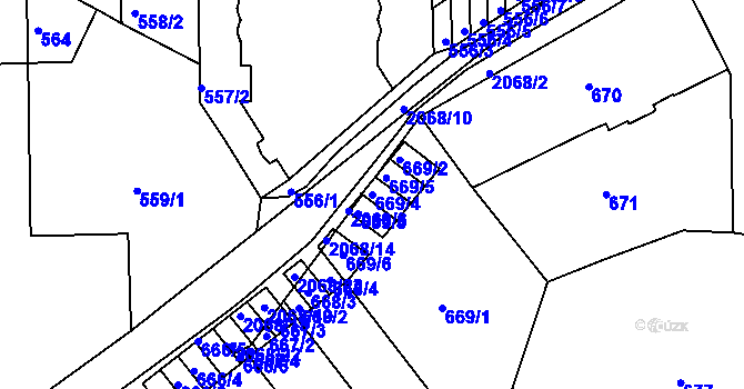 Parcela st. 669/4 v KÚ Košíře, Katastrální mapa