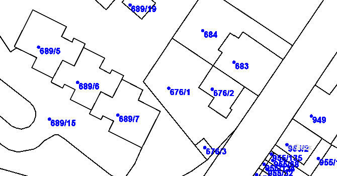 Parcela st. 676/1 v KÚ Košíře, Katastrální mapa