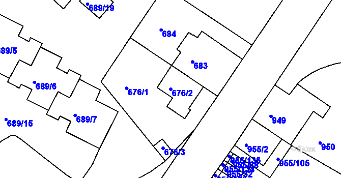 Parcela st. 676/2 v KÚ Košíře, Katastrální mapa