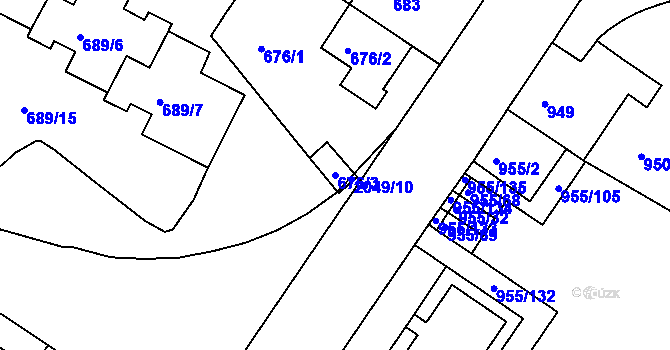 Parcela st. 676/3 v KÚ Košíře, Katastrální mapa