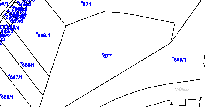 Parcela st. 677 v KÚ Košíře, Katastrální mapa