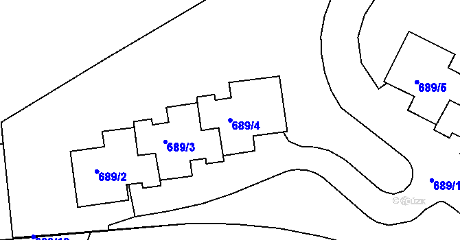Parcela st. 689/4 v KÚ Košíře, Katastrální mapa