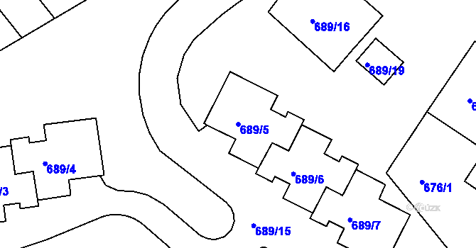 Parcela st. 689/5 v KÚ Košíře, Katastrální mapa