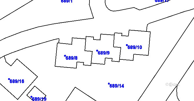 Parcela st. 689/9 v KÚ Košíře, Katastrální mapa