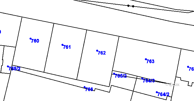 Parcela st. 762 v KÚ Košíře, Katastrální mapa