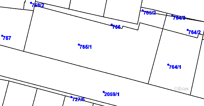 Parcela st. 765 v KÚ Košíře, Katastrální mapa