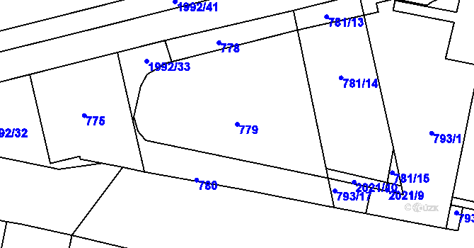 Parcela st. 779 v KÚ Košíře, Katastrální mapa