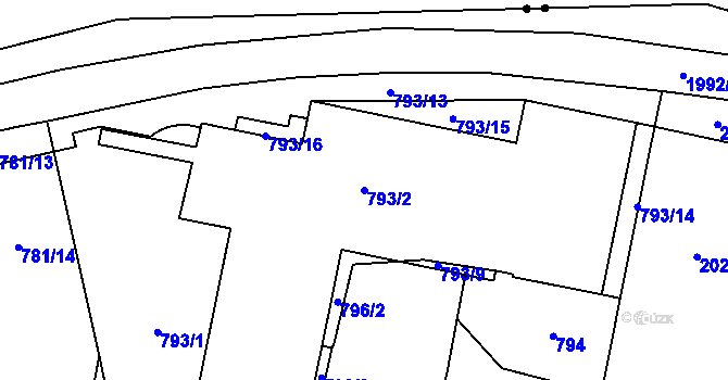 Parcela st. 793/2 v KÚ Košíře, Katastrální mapa