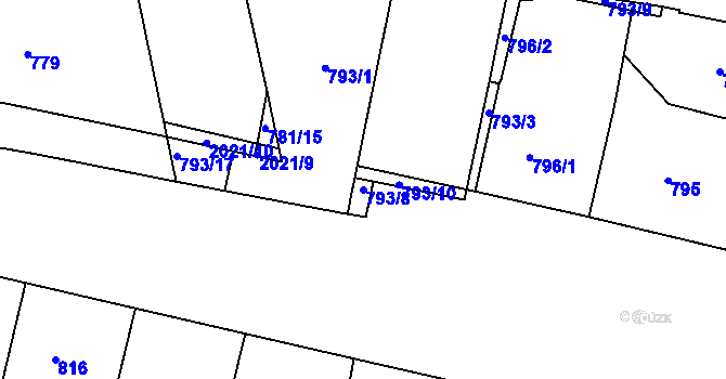 Parcela st. 793/8 v KÚ Košíře, Katastrální mapa