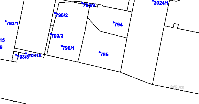 Parcela st. 795 v KÚ Košíře, Katastrální mapa
