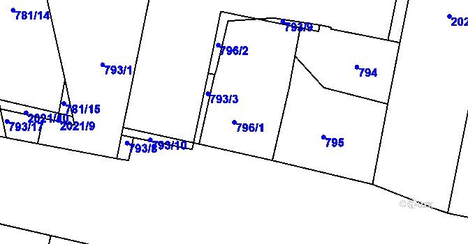 Parcela st. 796/1 v KÚ Košíře, Katastrální mapa