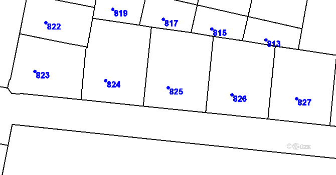 Parcela st. 825 v KÚ Košíře, Katastrální mapa
