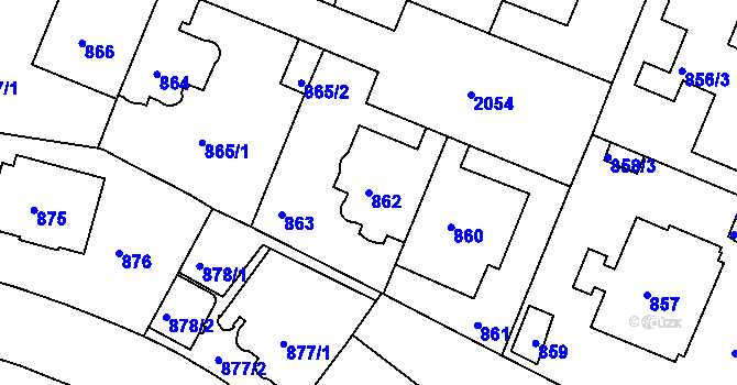 Parcela st. 862 v KÚ Košíře, Katastrální mapa